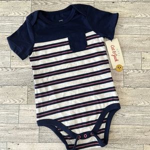 Blue and Coral striped onesie